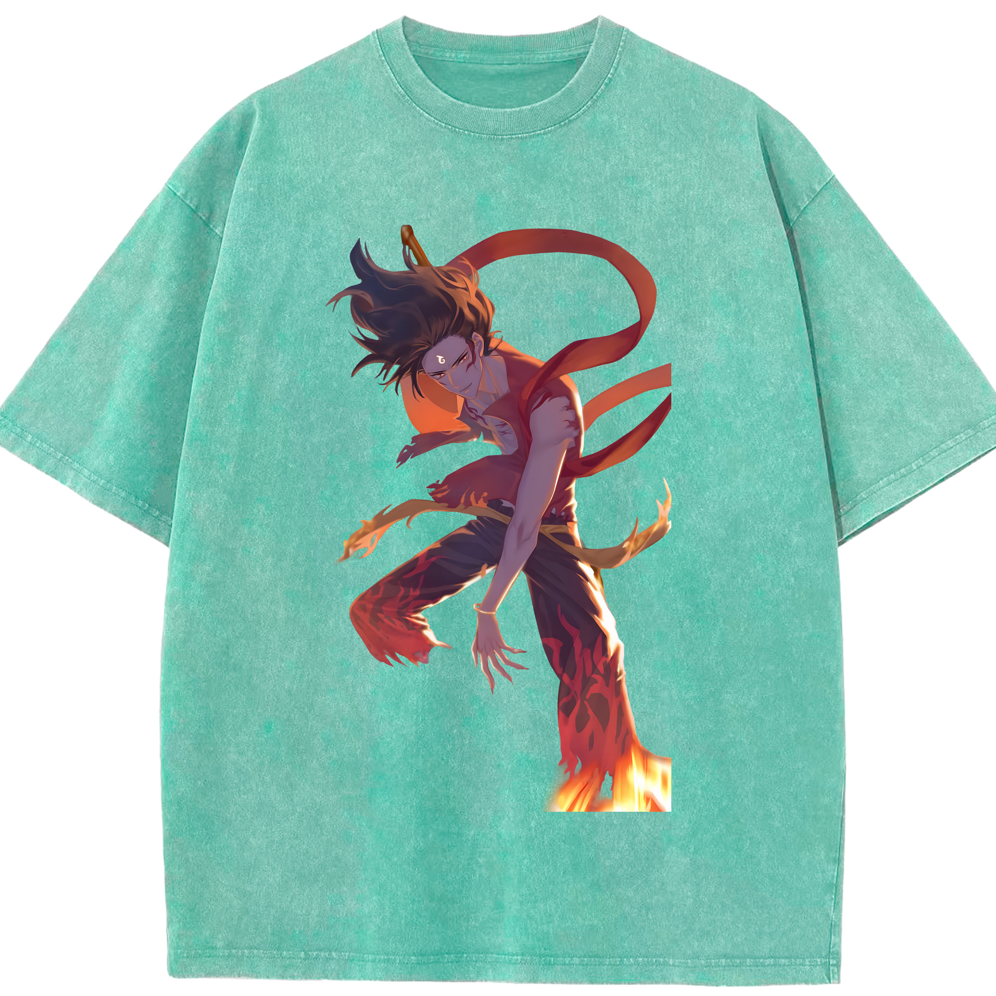 （画像用） Ne Zha 2 ナタ 魔童の大暴れ 綿100% ヴィンテージ風 半袖Tシャツ（フロントプリント）